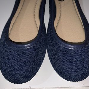 Navy blue Knit flats